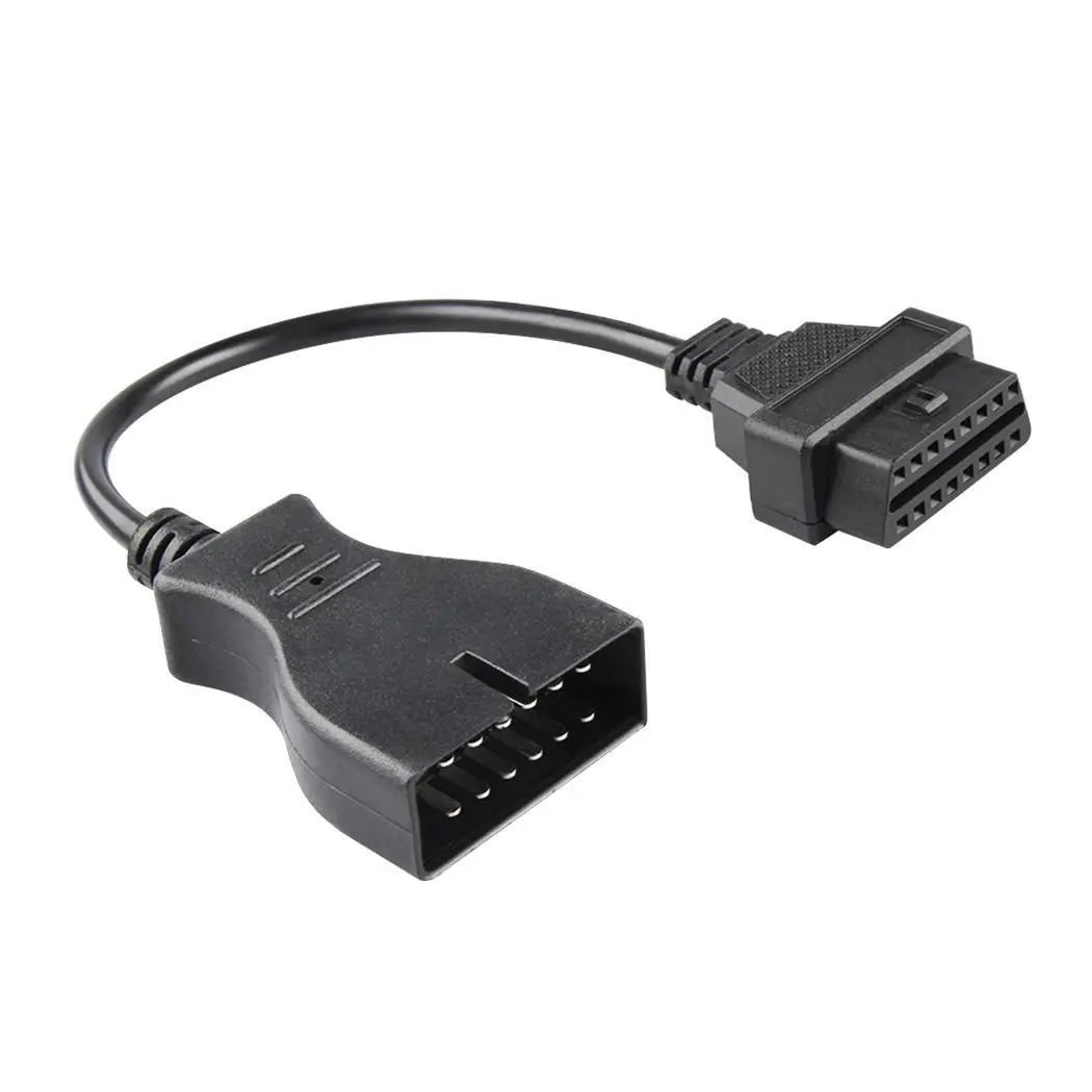 

12Pin To 16Pin OBDII Diagnostic Scanner Adpater Extension 12V Cable Black
