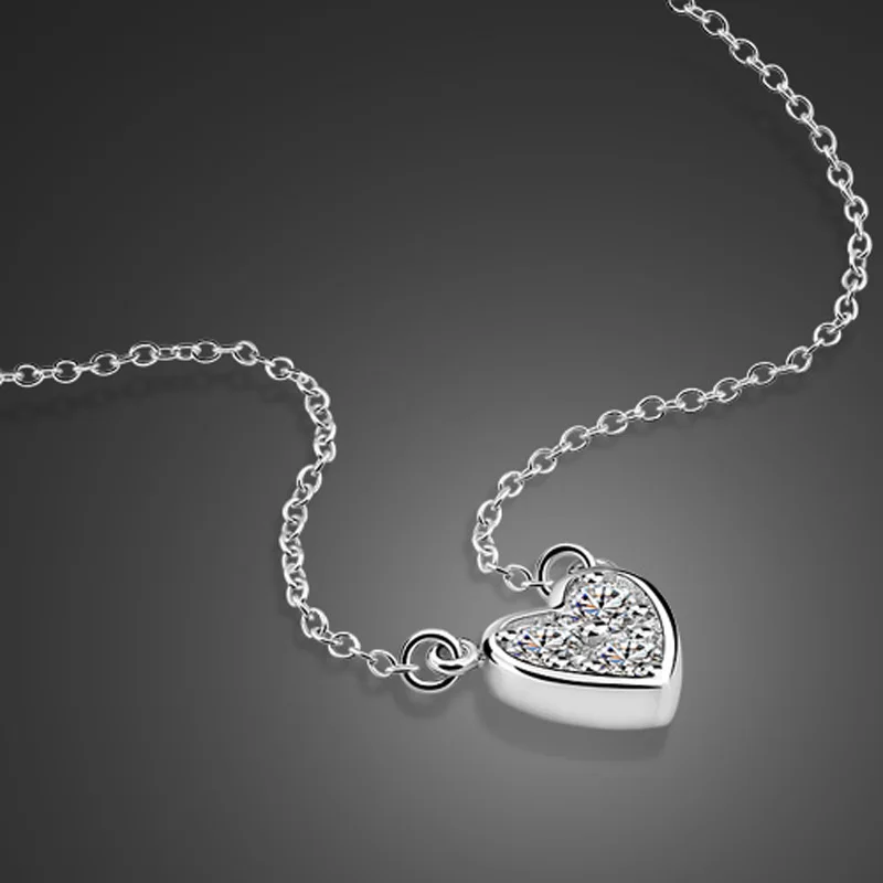 

Female 925 sterling silver necklace sweet heart pendant solid silver clavicle necklace charm jewelry Valentine's Day present
