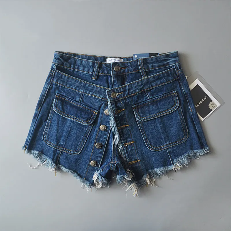 high waisted fringe denim shorts