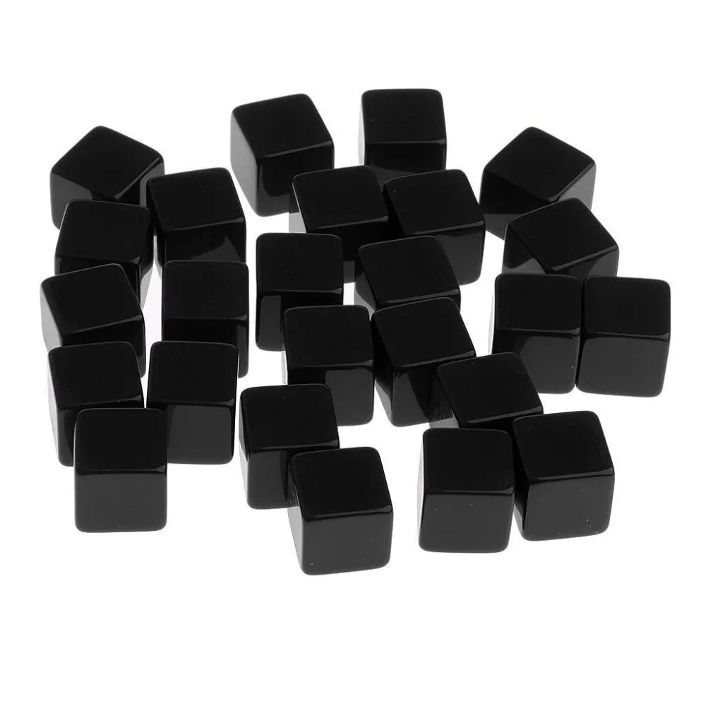 10pcs/pack New Acrylic 16mm Black Blank Dice Teaching Props Game Accessories Mathematical Tools Square Corner