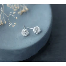 MloveAcc Лидер продаж 925 пробы серебряные изысканные серьги-гвоздики с шариками для женщин и девочек модные ювелирные изделия из стерлингового серебра