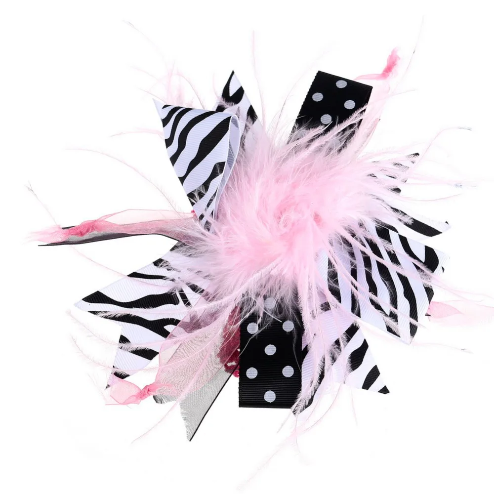 Baby girls Newborn Ostrich Feather Headband Zebra stripe Hairbandin