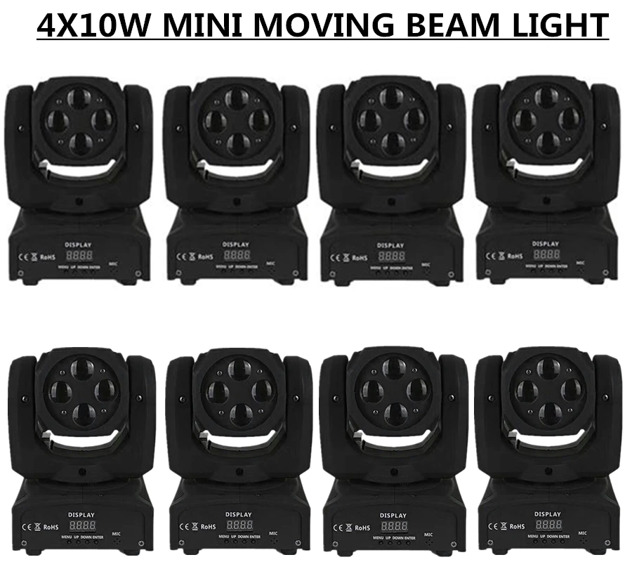 8 шт. в партии 4X10W мини подвижная световая светильник rgbw 4in1 супер луч
