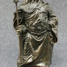 Bi002454 2" Народная Китайский Чистая Бронзовый Голова Дракона Воин GuanGong GuanYu Статуя Бога