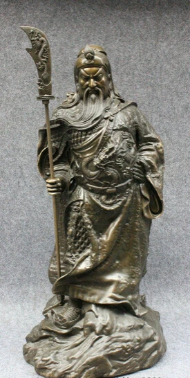 

bi002454 27" Folk Chinese Pure Bronze Dragon Head Warrior GuanGong GuanYu God Statue