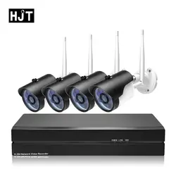 HJT 4CH комплект ip-камеры WI-FI 720 P 1.0MP TF карты CCTV Камера 8CH NVR 6IR Ночное видение открытый Водонепроницаемый Onvif H.264