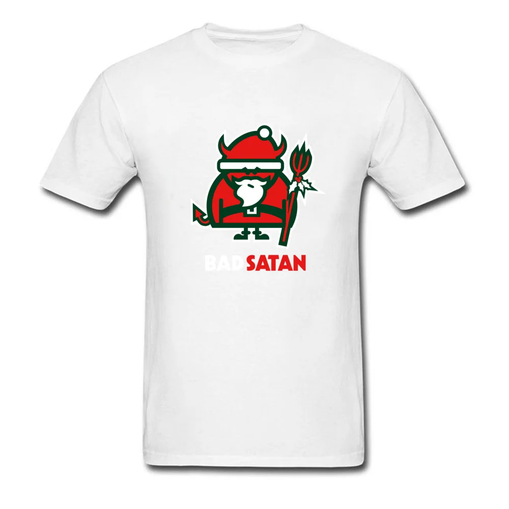 BAD SATAN T-Shirt Short Sleeve Geek Hot Sale Men's Summer Tops & Tees Geek T Shirt Crewneck Cotton Fabric Wholesale BAD SATAN white