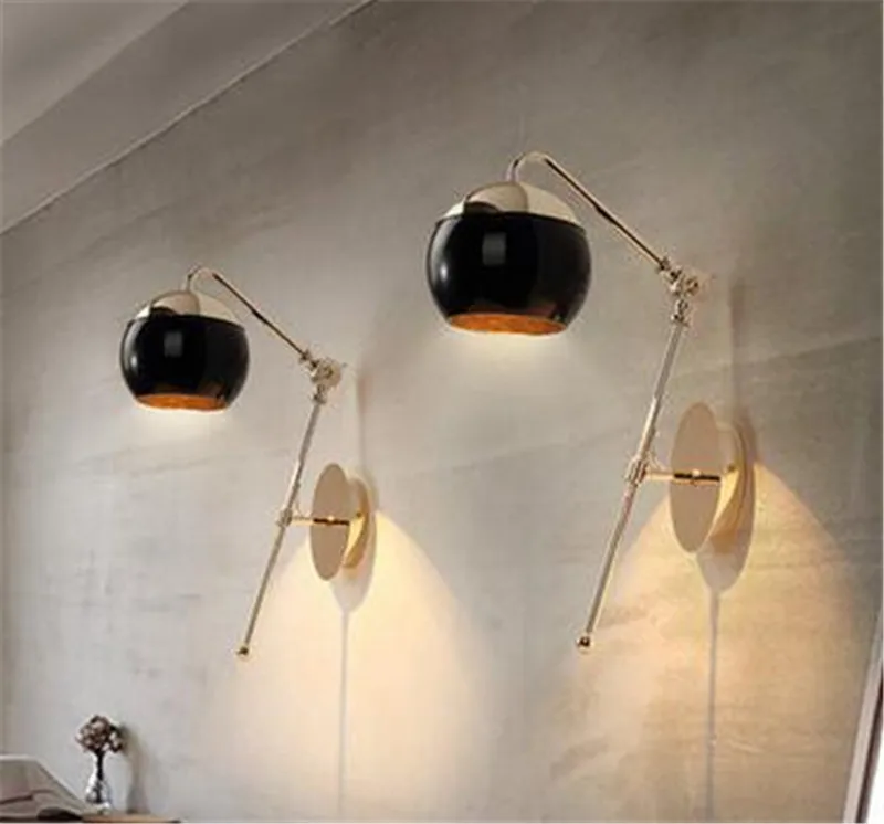 

modern brief industrial black iron vintage E27 wall lamp loft creative decoration bedroom wall lights 85-265v A65