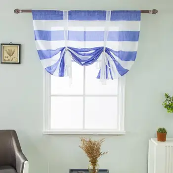 

Nordic Pleated Stripe Roman Curtain Design Stitching Colors Tulle Balcony Kitchen Window Curtain Blind Finished Short Curtains