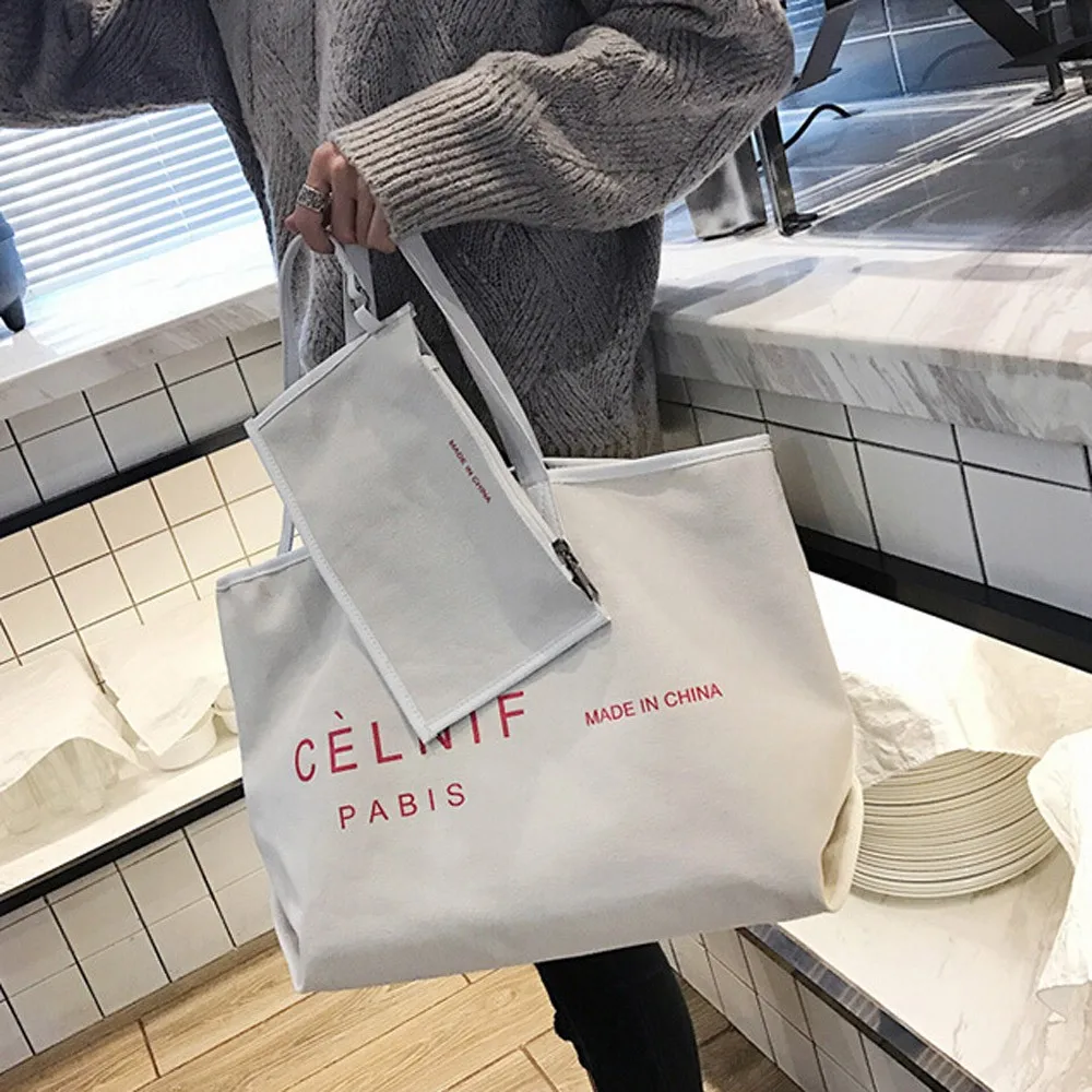 

2019 Tops New Fashion Casual Women Light Large Capacity Zipper Handbag Shopping Bag Tote Shoulder Beach Bag