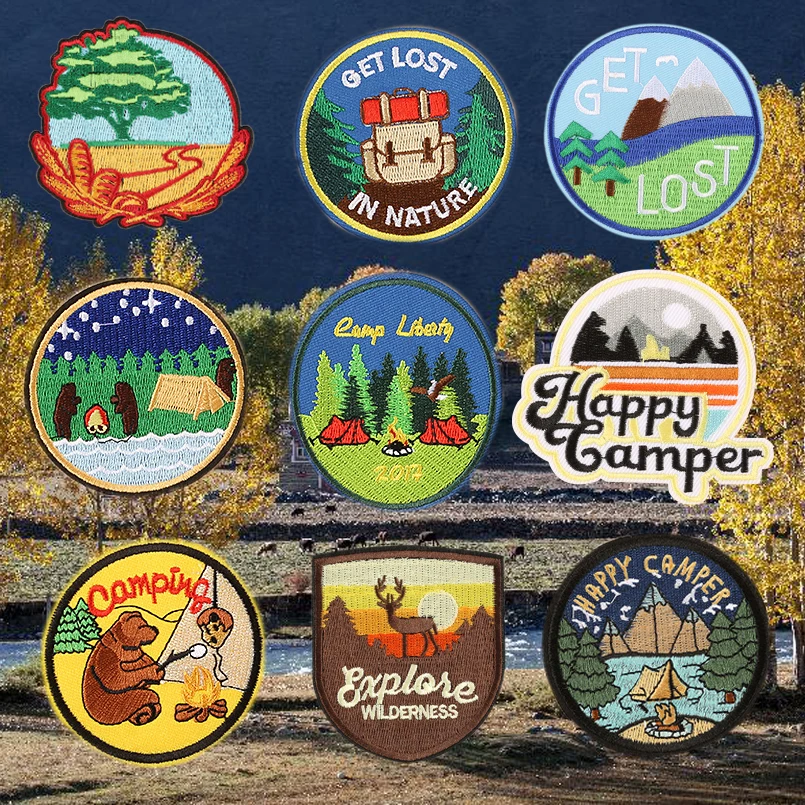 

Adventure Travel Hiking Camping Patch Camper Explore Widness Get Lost In Nature Forest Applique Iron Sew On Patch Badge