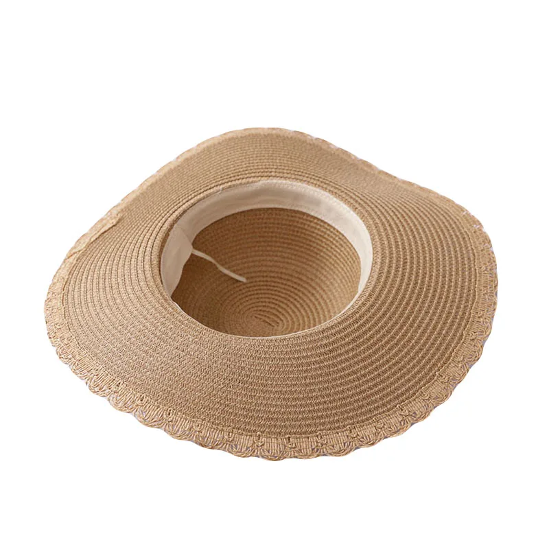بن YUANHAOXUAN مرن متموجة القش قبعة كبيرة حافة قبعة الشمس المرأة الصيف شاطئ كاب كبيرة طوي قبعات فيدورا للنساء الفتيات