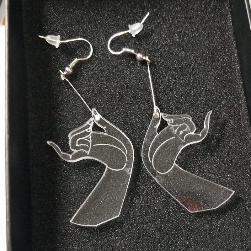 

Transparent Acrylic Hand Earrings Fashion Personality Long Women Earrings