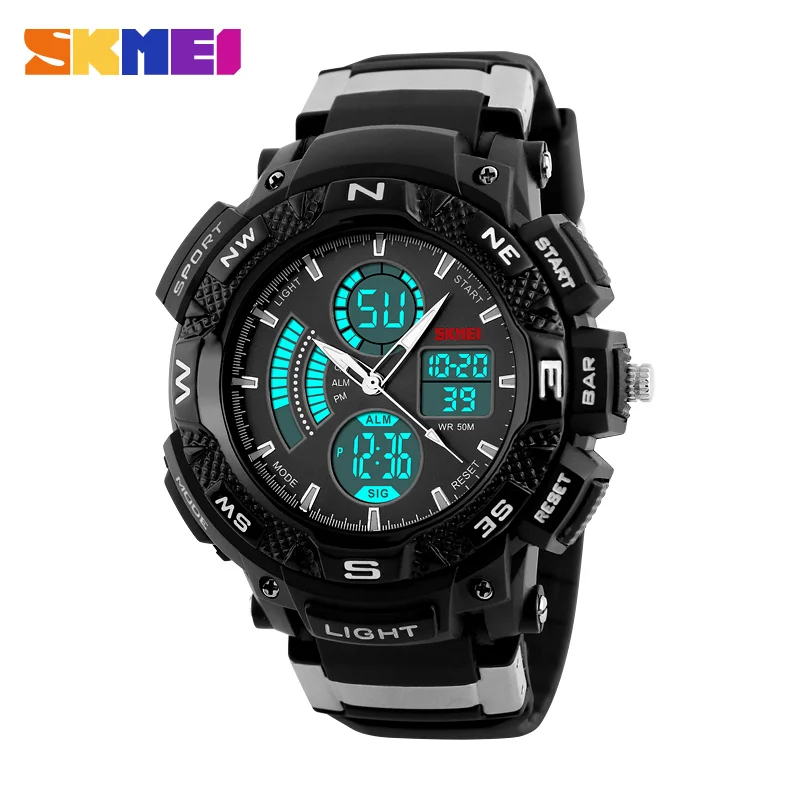 SKMEI 1211 Men s Digital Quartz Watch Fashion Dial Dual Time Zone Alarm Chronograph Man Wristwatches