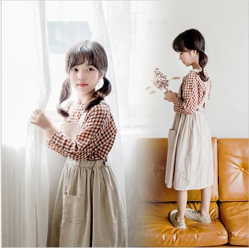 

Cotton Tops And Dress Set Girl 2019 Autumn Fashion Clothing 2 Pcs Set Kids Sweet Teenage Clothes Sets 6 8 10 12 Year