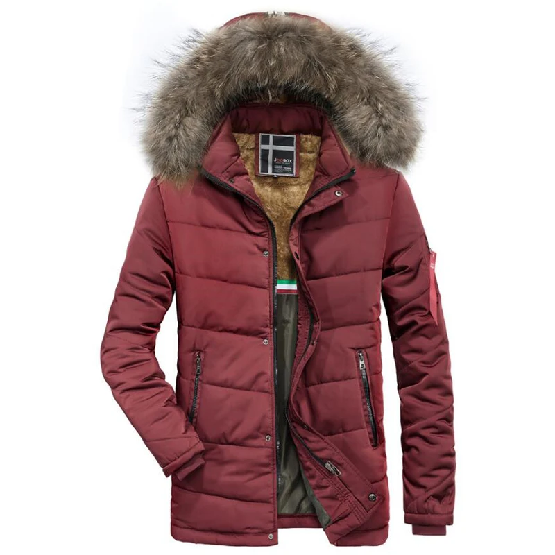Зимняя куртка для мужчин, утолщенная Повседневная теплая меховая куртка с капюшоном и воротником, длинное пальто, брендовая Дизайнерская верхняя одежда, мужские парки, пальто