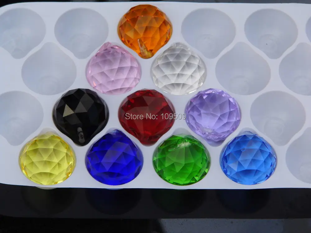 

7pcs 40mm Chandelier Crystal 7 colors Faceted Ball Prism Suncatcher Feng Shui Free shipping