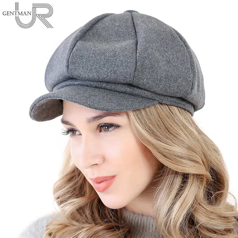 Женская модная теплая шапка-берет, женская повседневная шерстяная материальная шляпа, шапка высокого качества, осенняя и зимняя шапка