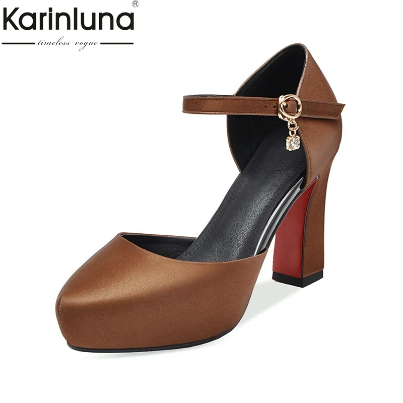 

KarinLuna Chic Style Mature Office Lady Big Size 43 women's Shoes Sexy Chunky Heels 2019 Brand New women's Pumps
