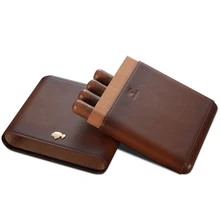 COHIBA высокого класса отличный гаджет кожа твердой древесины портативный портсигар Путешествия 6 подкладке кедровая деревянная трубка W/черный подарочная коробка