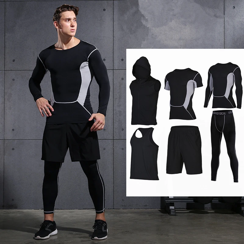 

Breathable Running Set Men Gym Tights Jogging Sportswear Compression Basketball Trainning Suits Clothes Soccer Sport Running Set