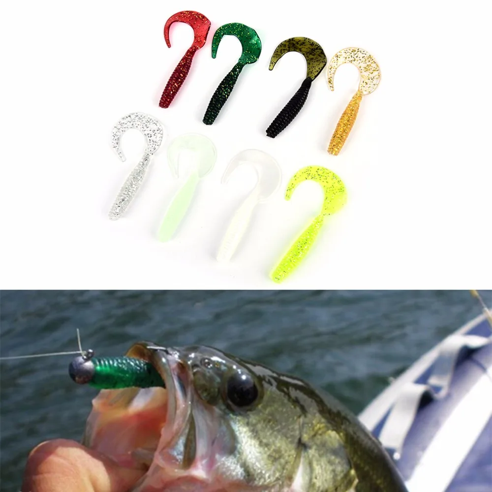 CosCosX 12Pcs Fishing Lure Grub Worm Soft Baits Soft Silicone Lure Grub