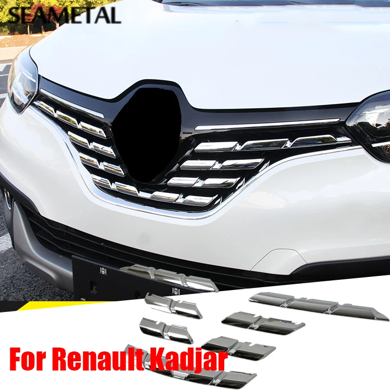 

For Renault Kadjar 2016 2017 ABS Chrome Trim Chromium Styling Car Front Grill Grid Covers Exterior Decoration Auto Accessories