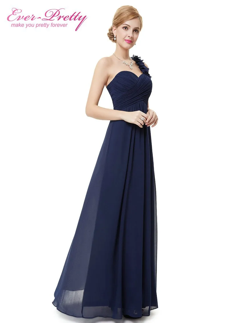 Вечерние платья Ever Pretty EP09768 Цветы Длинные синий мягкий большой размеры для женщин цветок черный шифон 2018 торжественное платье для свадьб