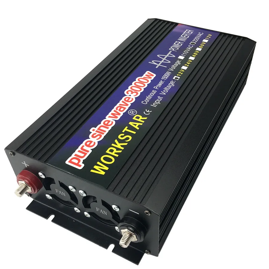 WORKSTAR пиковый 3000 Вт Чистая Синусоидальная волна от сети DC12V/24 В до AC220V 50 Гц/60 Гц инвертор для домашнего использования конвертер для солнечной системы