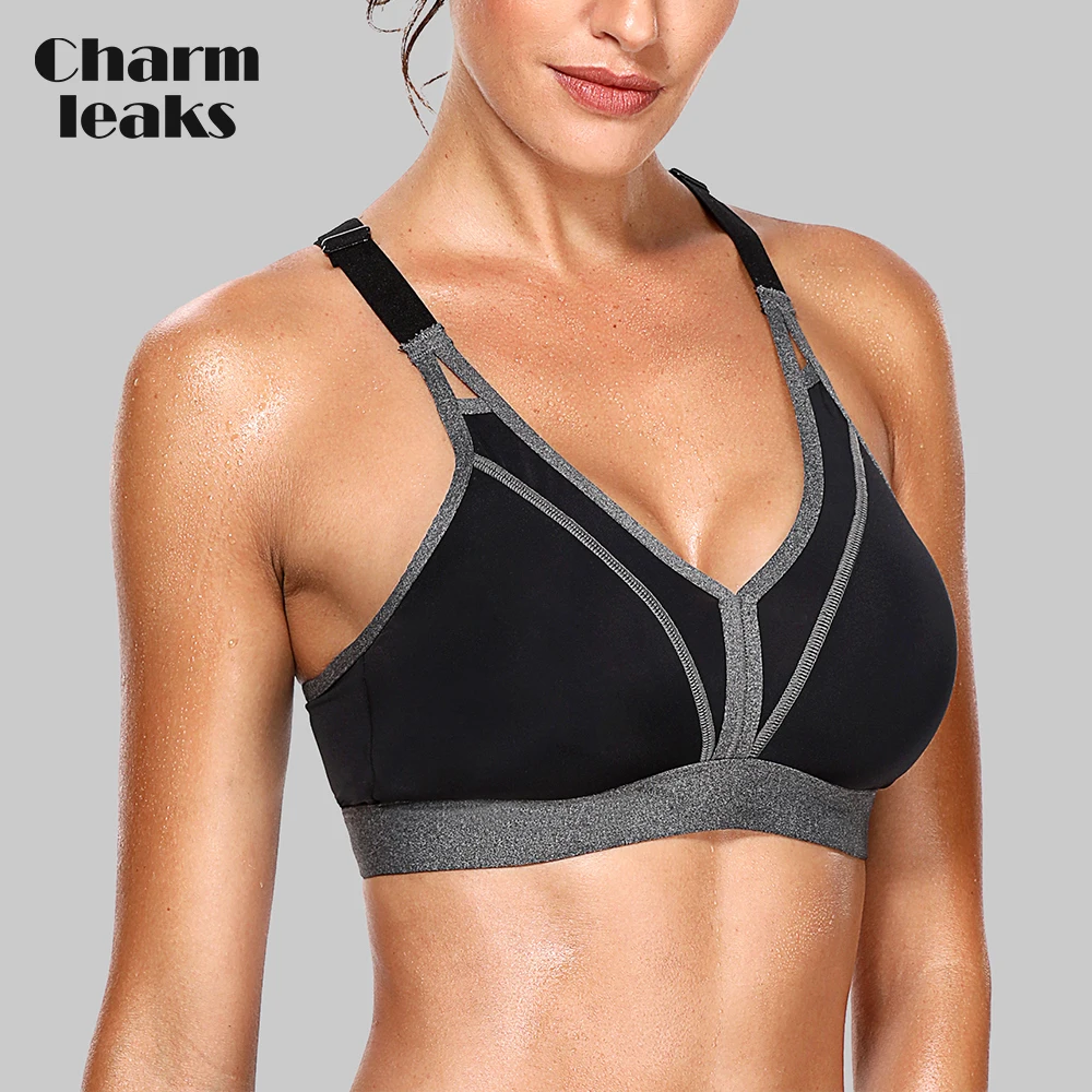 Charmleaks Women Sports Bra High Impact Support Backcross Yoga Bra Running Workout Bra Underwear Professional font