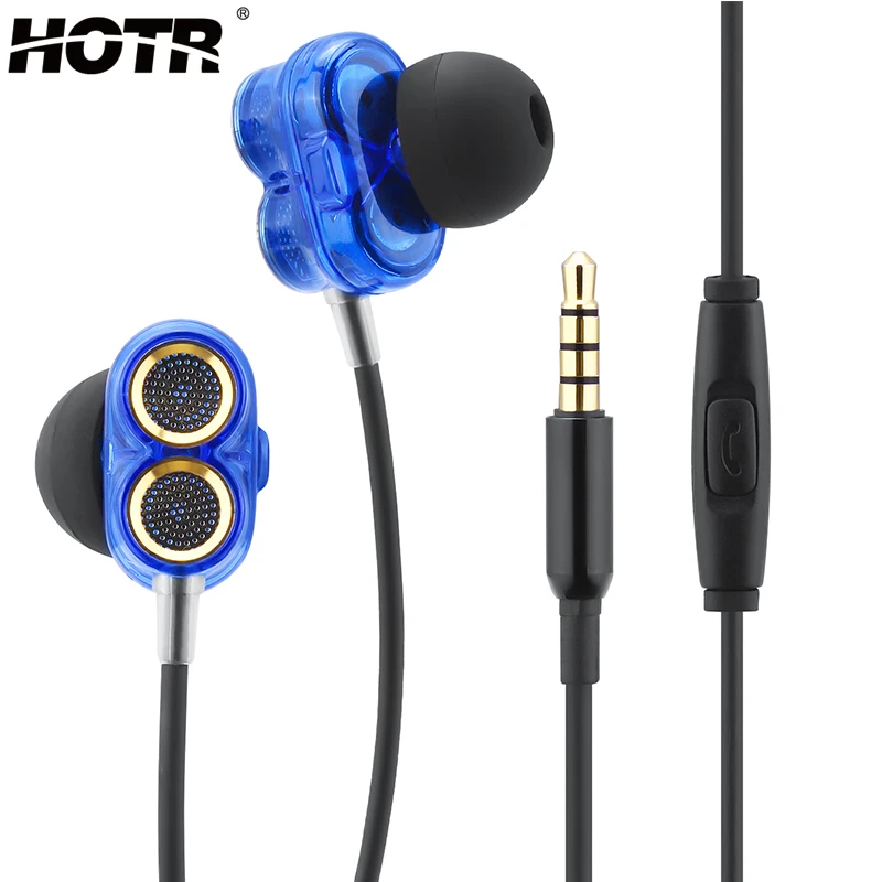 HOTR Dynamic Dual Drivers Earphone with HD Microphone Hybrid Stereo