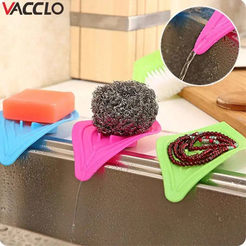 

Vacclo Multifunctional Slip Ring Leaves Soap Box Drain And Clean Soap Rack Kitchen Bathroom Sink Sponge Holder Random Color
