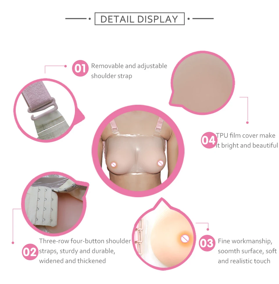 Komaynaly Fake Silicone Breast Forms Artificial Breast A to F Cup 1 Pair Breast Forms for Transwomen,Transgender,Cross Dressers (7)