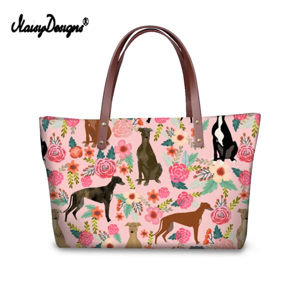 Noisydesigns الكلاب السلوقية طباعة المرأة أعلى-حقائب بيد كبيرة السيدات Crossbody اليد حقيبة أسود أبيض للماء دلو الكتف أنيقة