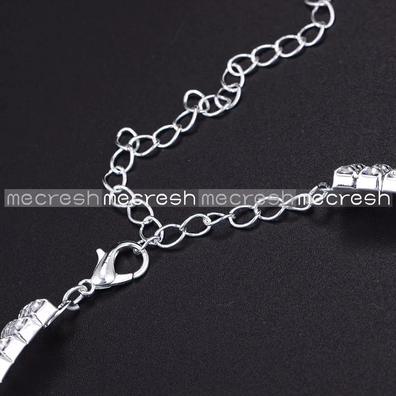 Mecresh благородный 5 ряд горный хрусталь моменты Цепочки и ожерелья Модные Серебристые Цвет Классический Люкс колье ювелирные изделия подарок на день матери MXL062-5