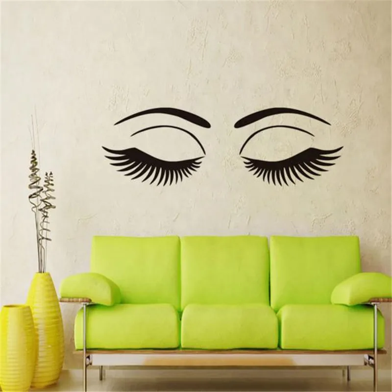 

Beauty Close Eyes Vinyl Wall Decals Home Decor Long Eyelash Art Decals For Bedroom Wall Decor