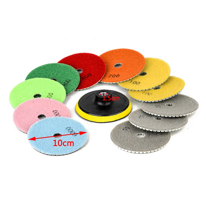 

12pcs 4 inch 100mm Polisher Wheel Set Diamond Polishing Pads For Granite Concrete Marble Grinding