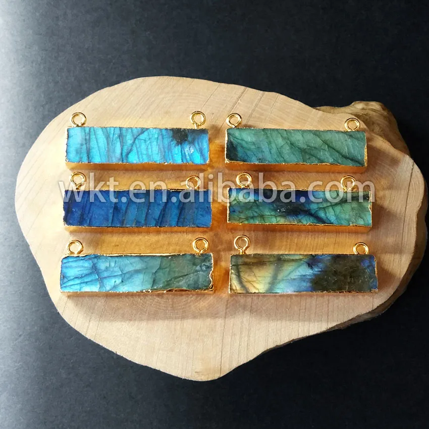 

WT-P505 Fashion long bail double loops labradorite pendants hotsale rectangle bail natural stone pendants