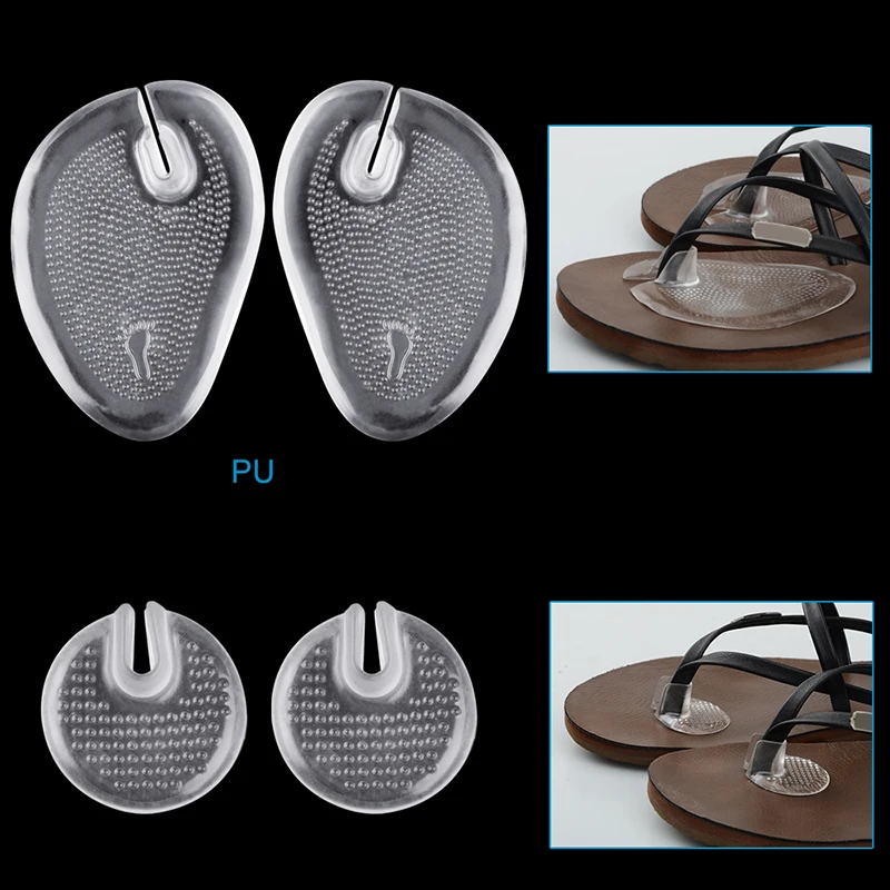 2 Pairs Invisible Flip Flop Sandal Forefoot Pad Silicone Slip Resistant Half Yard Heel Pad Toe Separator Massage Insert
