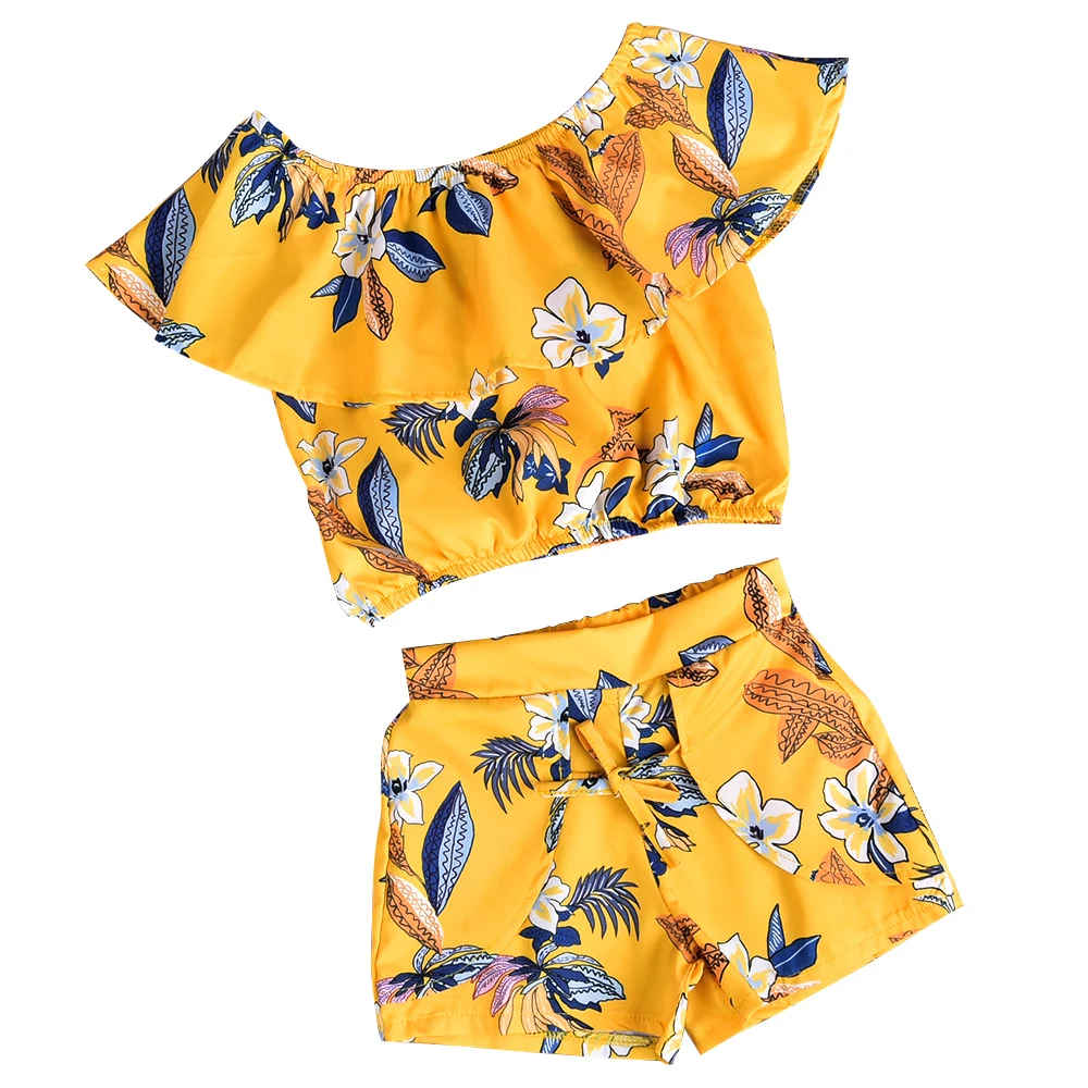

3-7 Years Girls Clothing Set 2019 New Summer Fashion Kids Suits top + pants 2Pcs Children Clothes Suits D30