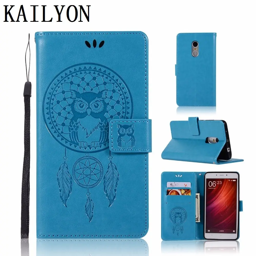 For Xiaomi Redmi 4 4A 4X Note 4 Note4 Leather Case Flip Cover Magnetic Wallet Stand Pattern Owl wind chimes Phone case 4 4A 4X