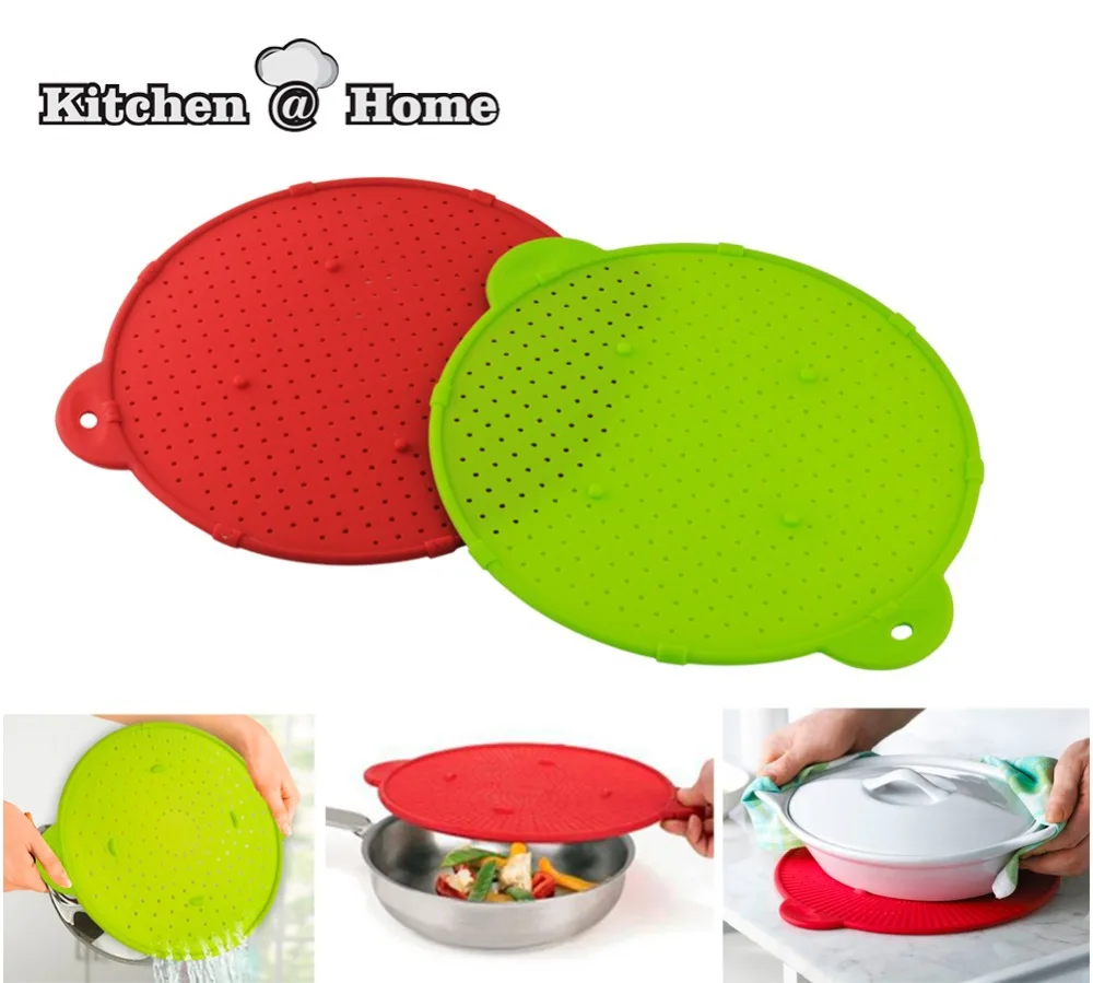 Silicone Splatter Guard Pan Skillet Pan Cover lid Round Spill Stopper Pot Splatter Screen Strainer 1
