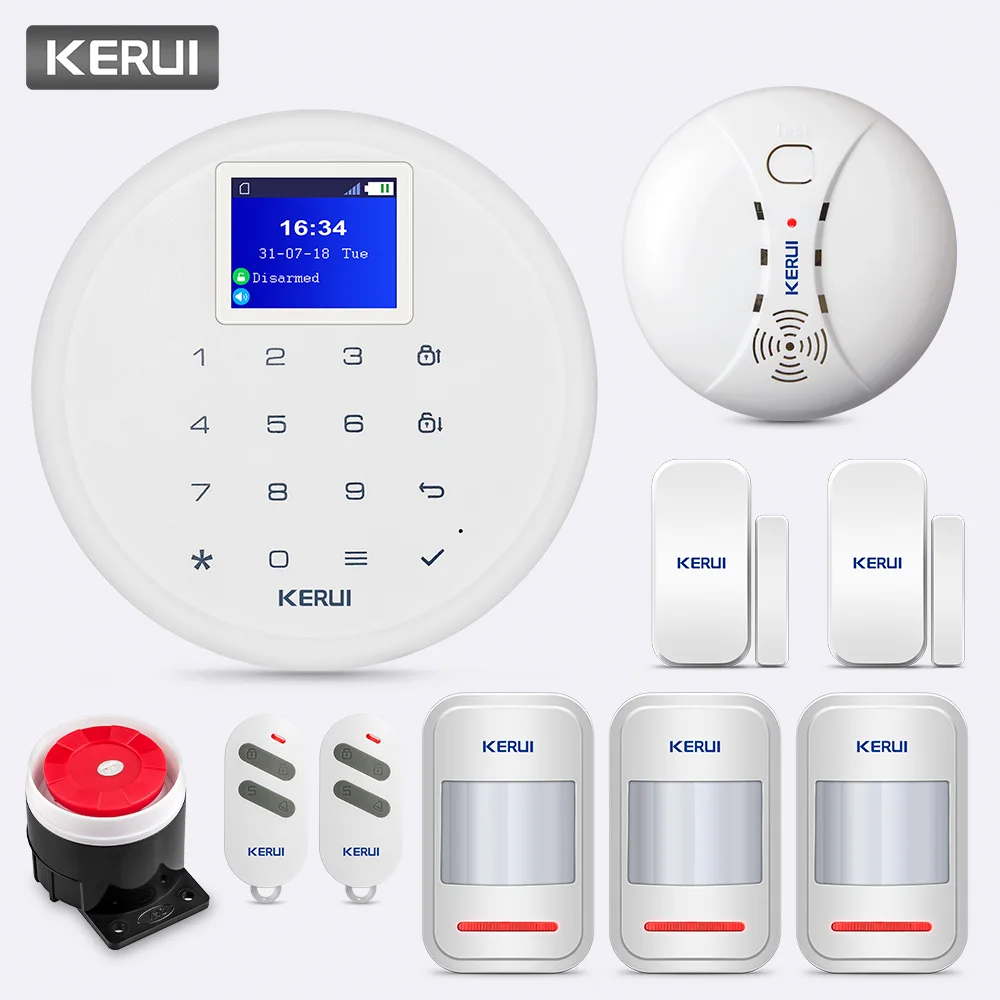 

KERUI G17 Home Alarm GSM Security Alarm 1.7 Inch TFT Touch Screen System with Smoke Motion Detector