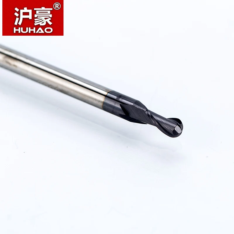 HUHAO 1pc 2 flutes Ball Nose Solid Carbide End mills CNC Milling Cutter HRC45 R0.5 0.75 1 1.75 3 5mm cnc tools milling cutter