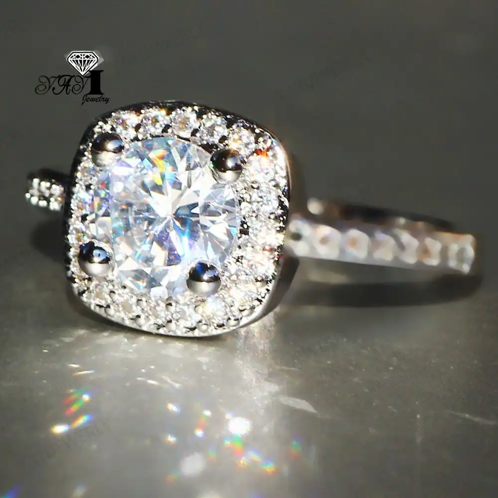 Anillo De Compromiso Solitario De Plata De Ley 925, Corte Pera De 2 Quilates, Con Circonita Cúbica - Acabado Rodio