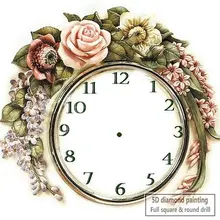 Настенные часы с розами, 5d алмазная живопись, вышивка крестиком, 3d Стразы, Алмазная мозаика, вышивка, украшение для дома