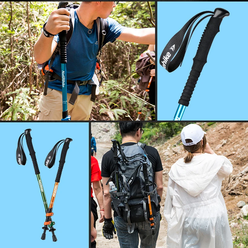 NatureHike ultraligero mango de espuma EVA 3 sección ajustable aleación de aluminio bastones senderismo Trekking Camping equipo NatureHike ultraligero mango de espuma EVA 3 sección ajustable aleación de aluminio bastones senderismo Trekking Camping equipo