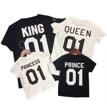 

Family Matching Outfits Family Look Short Sleeved T-shirt Father Son Mother and Daughter Clothes 01 King Queen Prince Princess