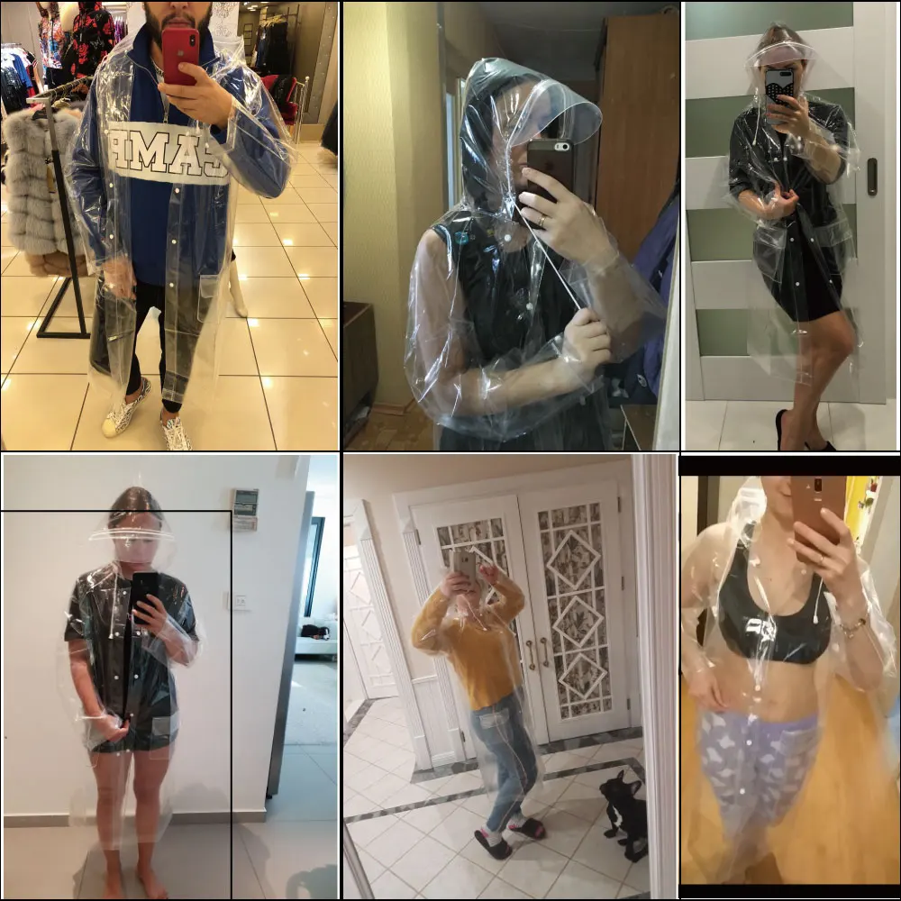 Adult transparent eva long women men fashion raincoat jackets girl fashion clear hooded Impermeable outdoor travel rain coats