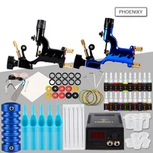 Профессиональный набор для татуировки, два роторных станка для татуировки, 20 цветов, 5 мл, набор чернил, блок питания, иглы, полный комплект для татуировки